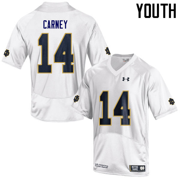 Youth #14 J.D. Carney Notre Dame Fighting Irish College Football Jerseys Sale-White